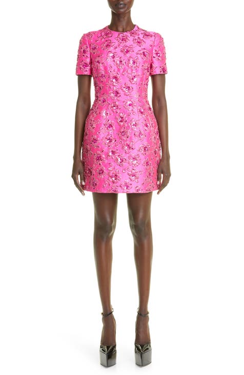 Givenchy Pink 4G Motif Jacquard Knit Short Sleeve Dress XS Givenchy