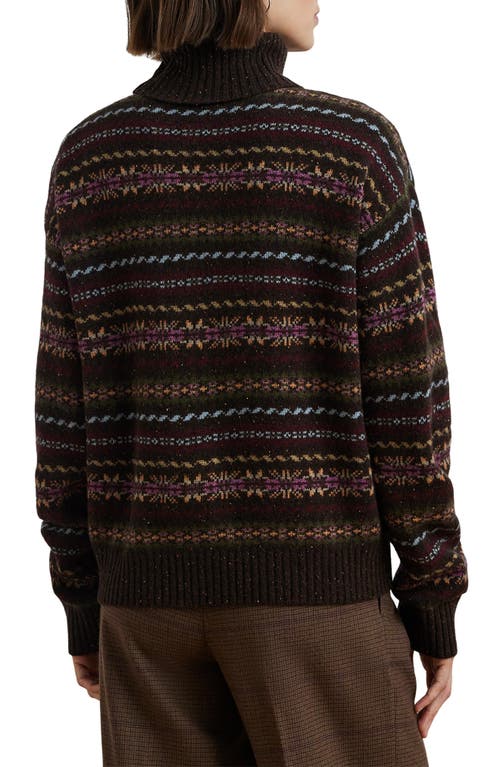 Shop Lauren Ralph Lauren Fair Isle Wool Blend Turtleneck Sweater In Brown Multi