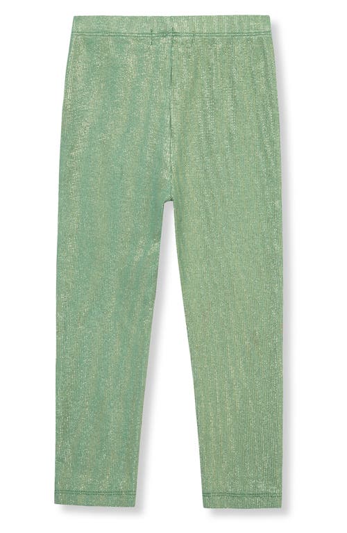 Shop Peek Aren't You Curious Kids' Lara Glitter Stretch Cotton Leggings In Green