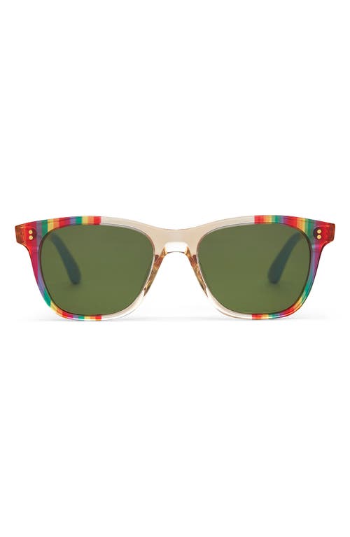 TOMS Fitzpatrick 52mm Rectangular Sunglasses in Rainbow Stripes/Bottle Green