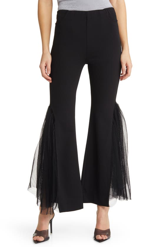 Nikki Lund Molly Mesh Flare Pants In Black