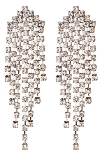 Eye Candy Los Angeles Crystal Fringe Statement Earrings In Gold