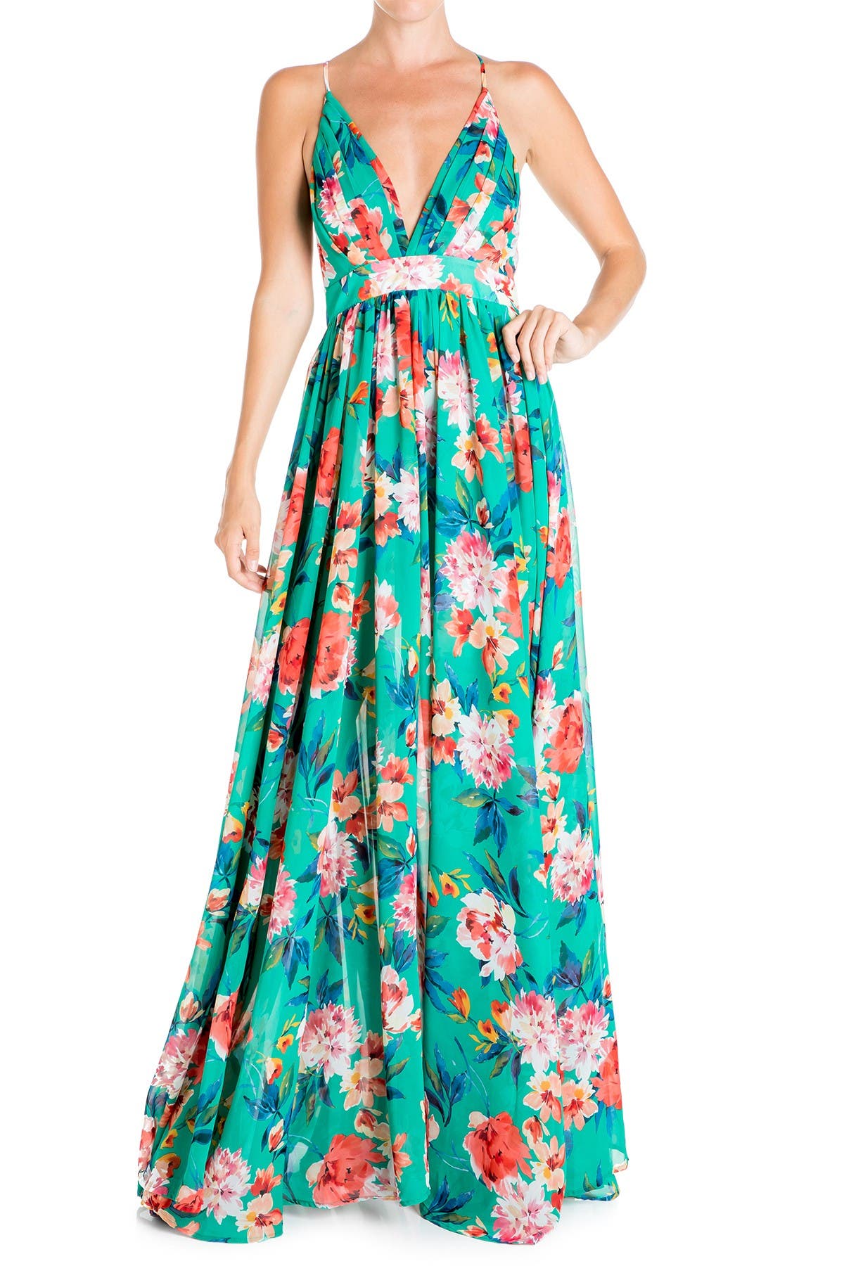 turquoise floral maxi dress