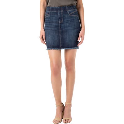 Liverpool Cat Eye Denim Miniskirt, Blue