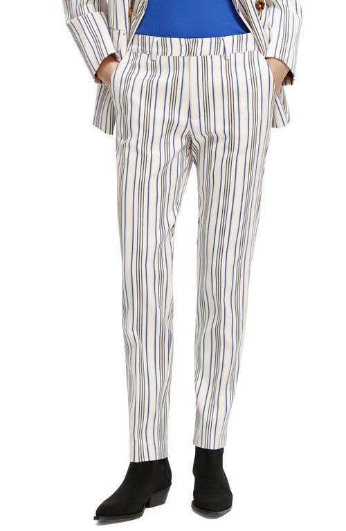 Scotch & Soda Lowry Stripe Slim Fit Pants in Blue Pink Stripes-5474