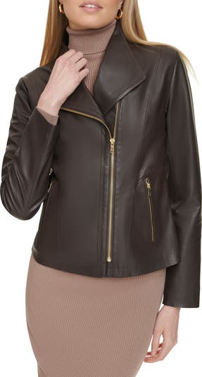 Cole Haan Leather shops Zip Jacket