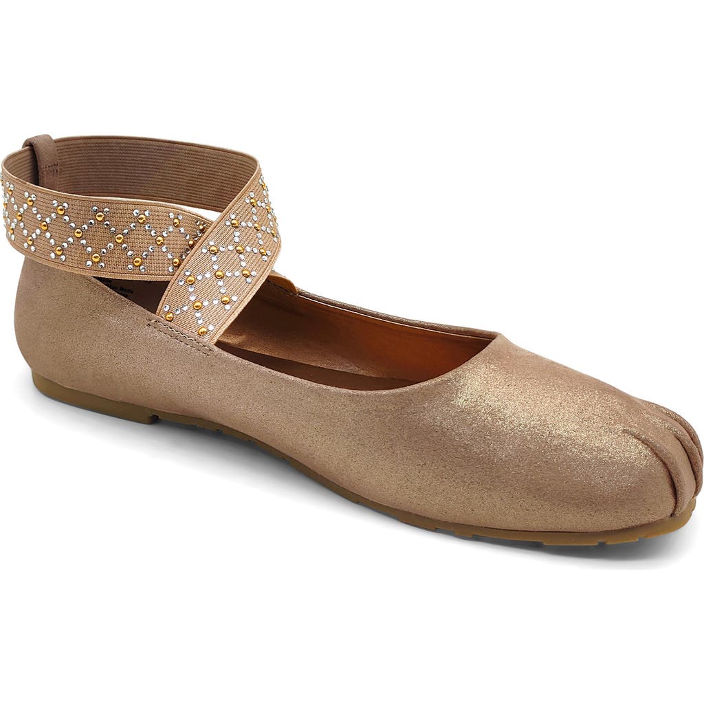 Reaction Kenneth Cole Elizabeth Elastic Strap Ballet Flat In Fawn Micro