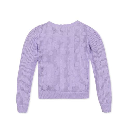 Shop Hope & Henry Girls' Organic Scallop Edge Cardigan, Kids In Lavender Mesh Dot