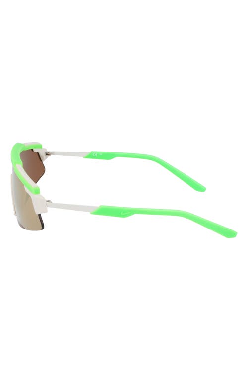 Nike Marquee M 66mm Oversize Shield Sunglasses In Green Strike/bronze Mirror