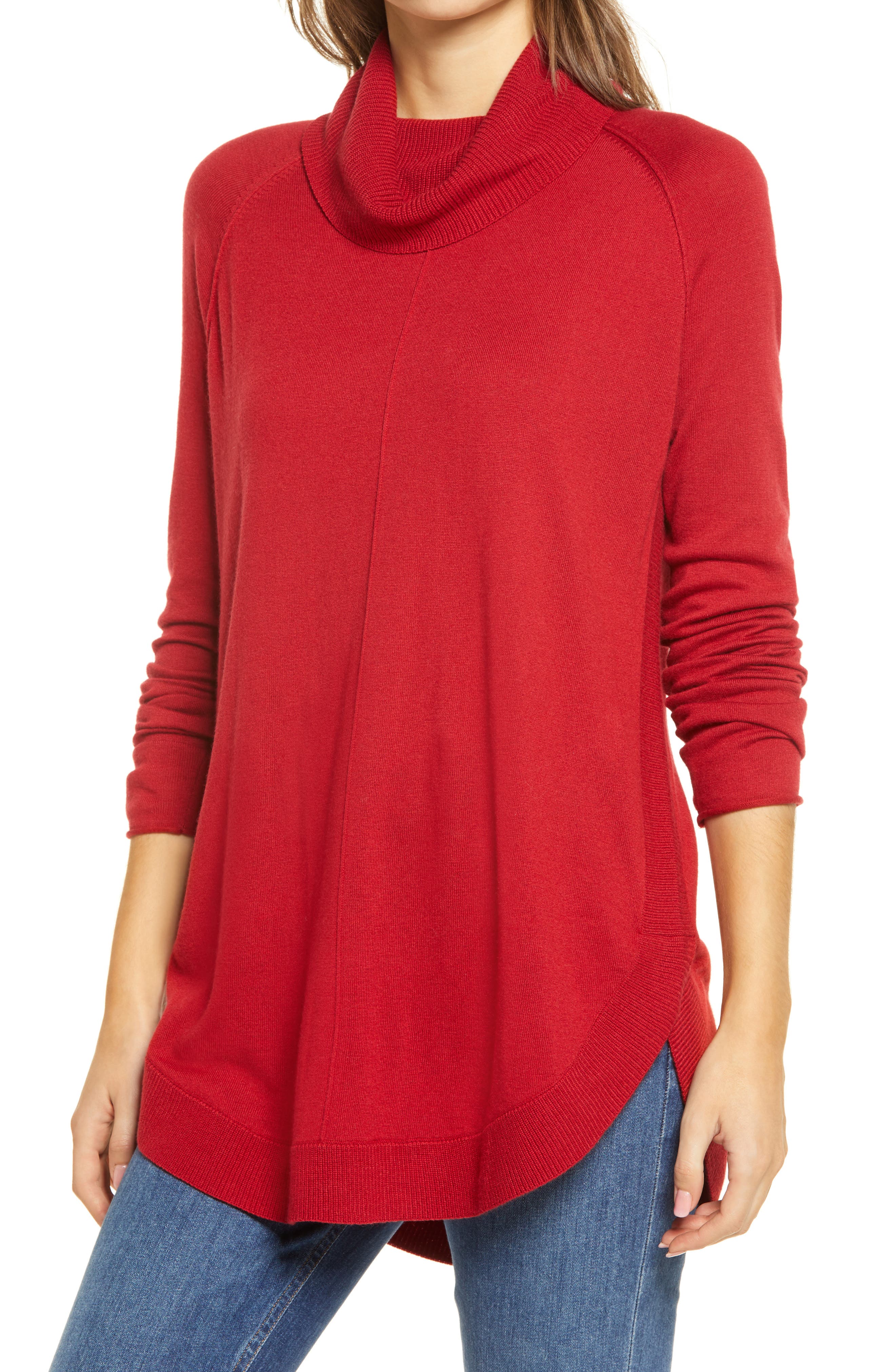 Caslon Turtleneck Tunic Sweater In Red Chili