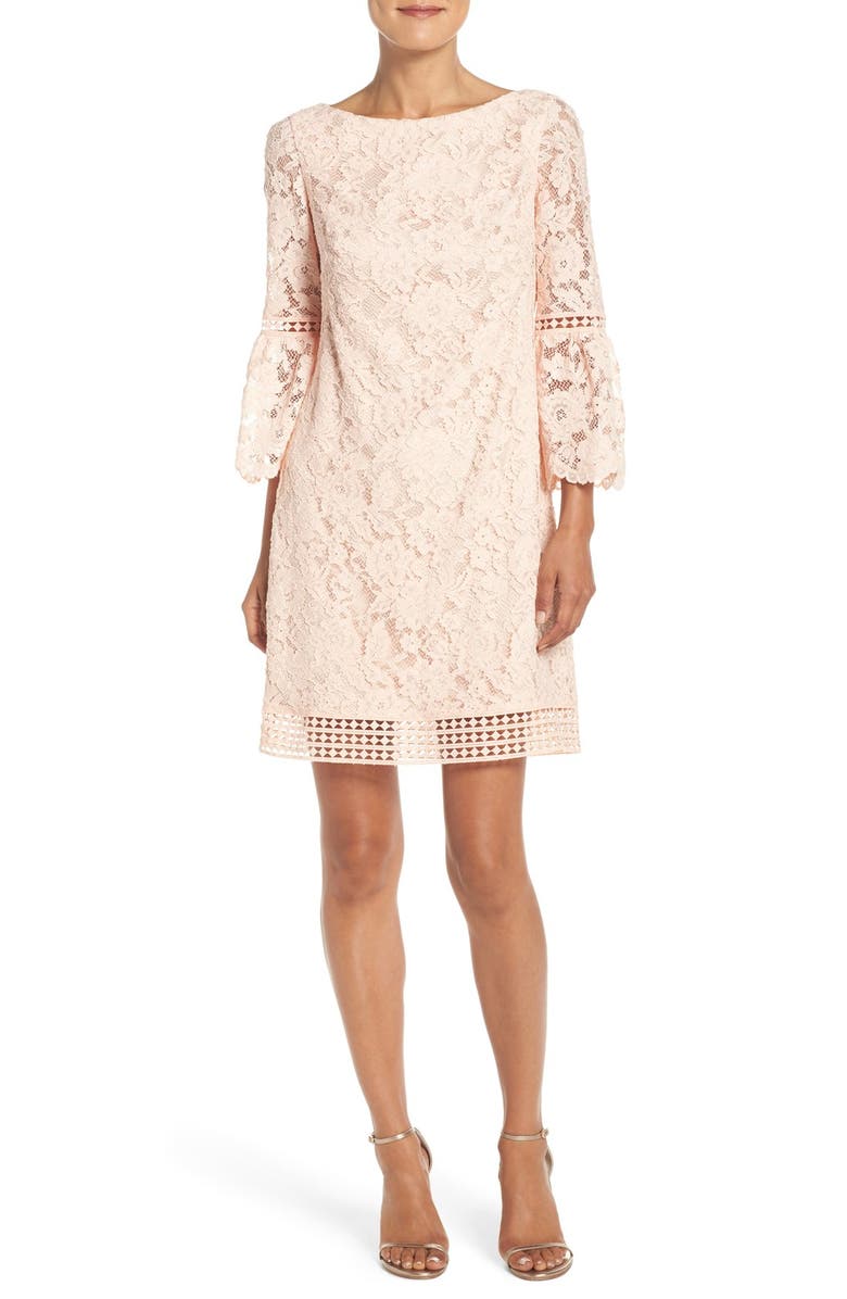 Eliza J Bell Sleeve Lace Shift Dress (Regular & Petite) | Nordstrom