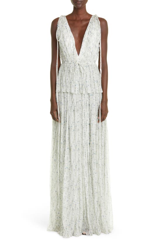 Adam Lippes Dendur Floral-print Silk Gown In White
