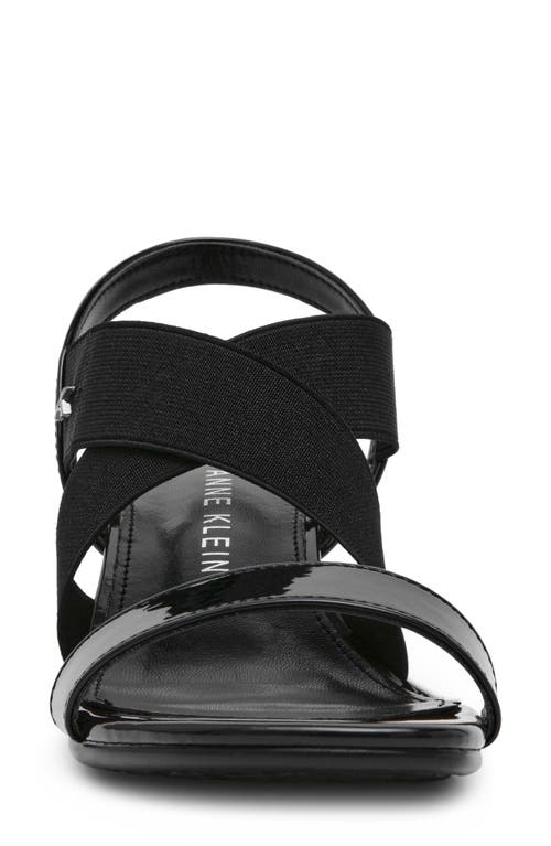 Anne Klein Bellamy Wedge Sandal In Black Stretch Patent