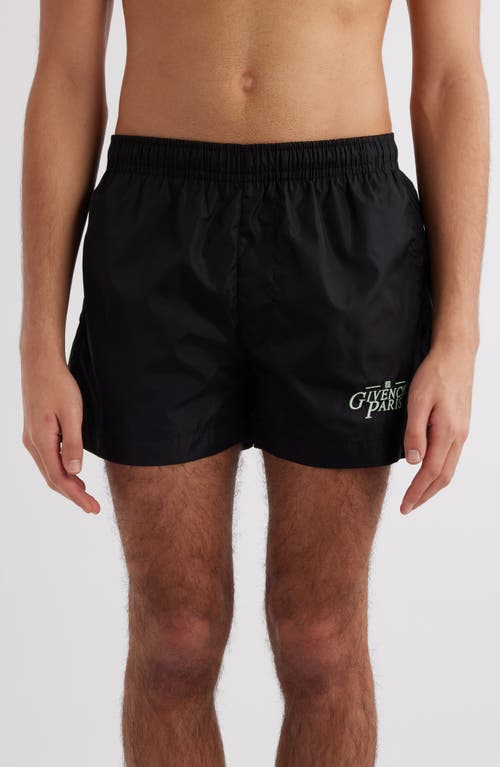 Shop Givenchy Logo Swim Trunks In Black