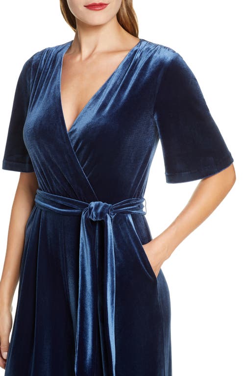 Eliza J Wide Leg Faux Wrap Jumpsuit In Blue