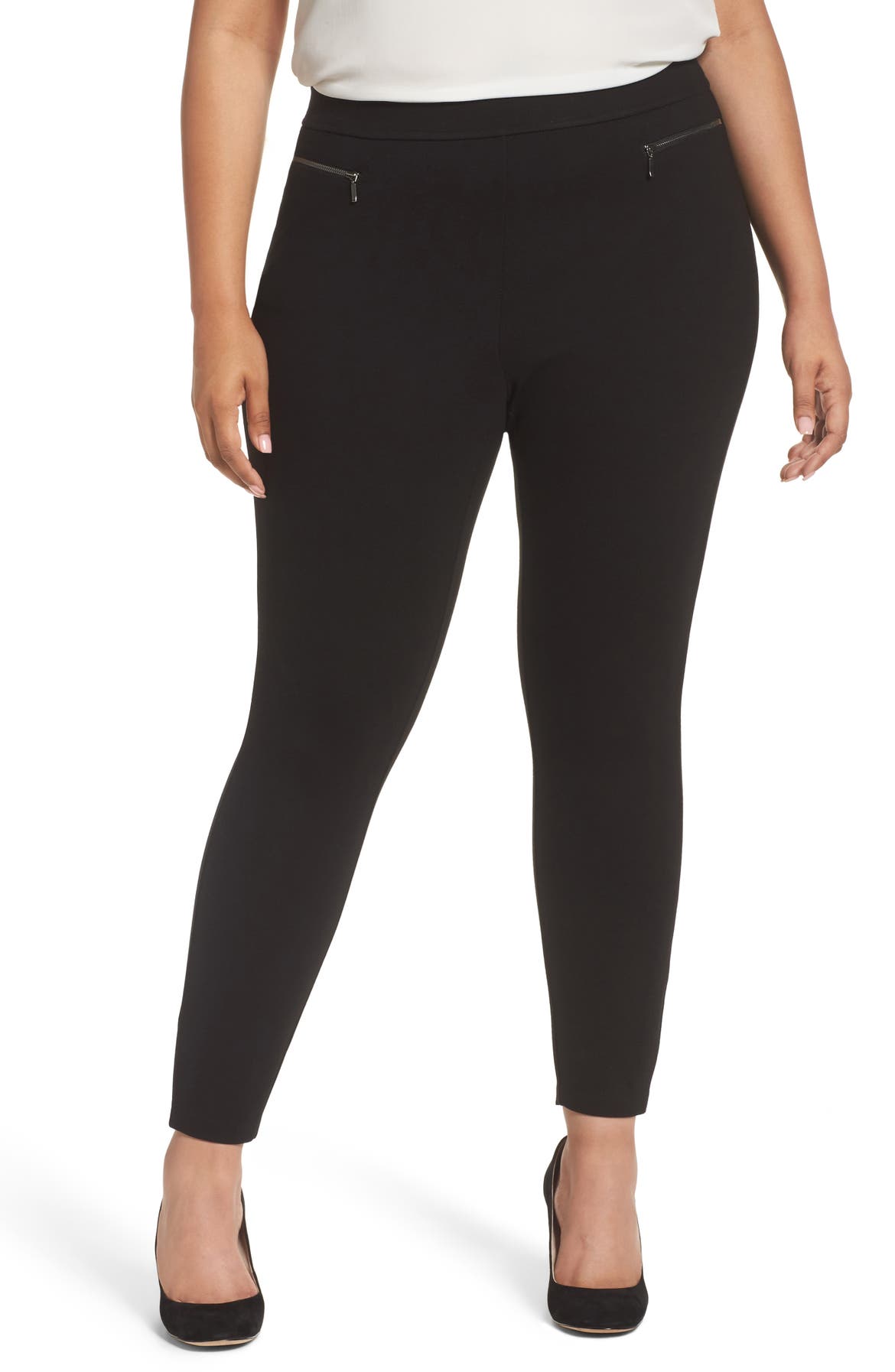 New Theory Black Seamed Leggings. Precision Ponte Ankle Zip Size