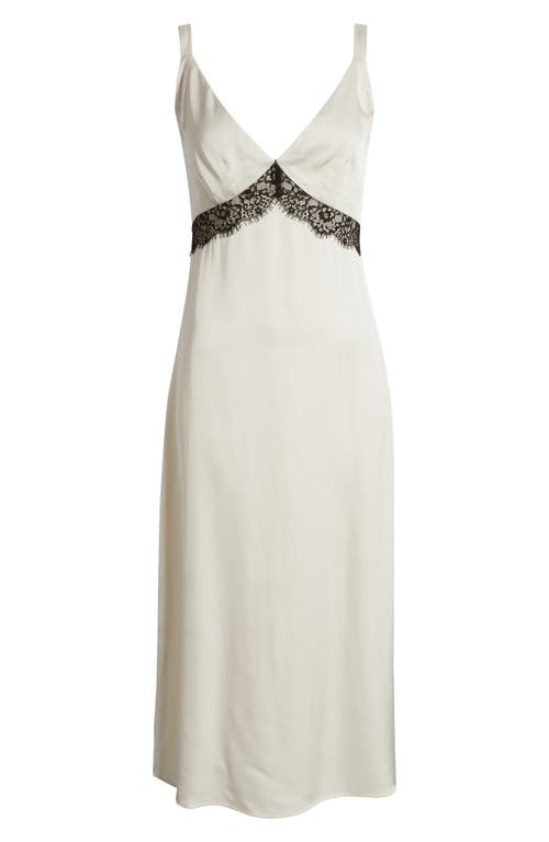 Shop French Connection Ennis Lace Trim Satin Dress In Classic Cream