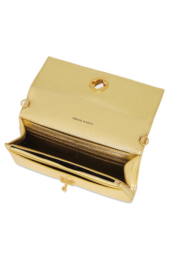 Shop Rebecca Minkoff Chain Strap Crossbody Leather Wallet In Gold