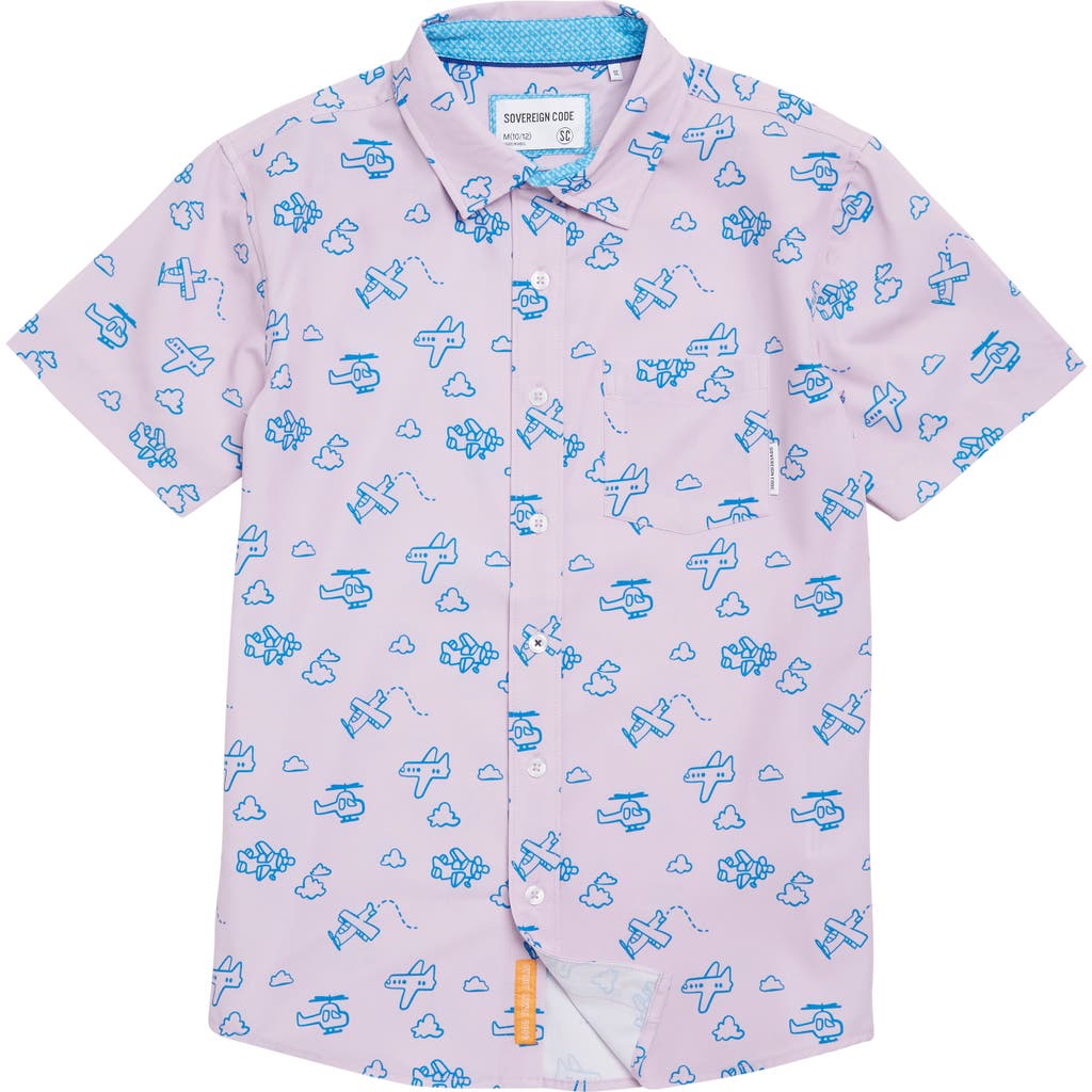 Sovereign Code Kids' Stanley Flying Short Sleeve Button-up Shirt In Pink