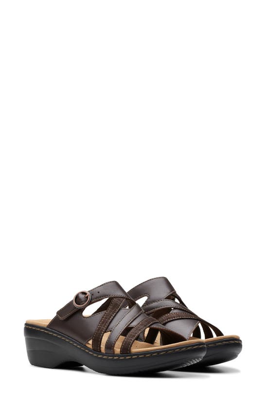 Clarks Merliah Holly Strappy Wedge Heel Platform Sandals In Dark Brown