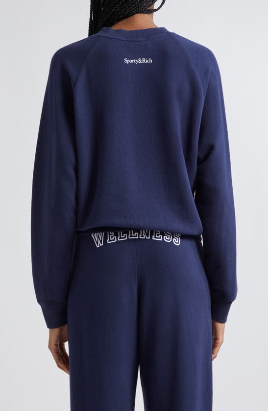 Shop Sporty And Rich Sporty & Rich Wellness Club Crewneck Graphic Sweatshirt In Navy