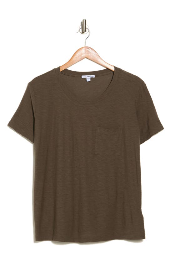 Shop James Perse Crew Neck Pocket T-shirt In Tent