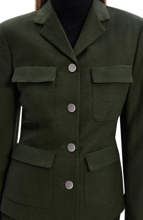 Shop Theory Virgin Wool Military Jacket In Hunter Green Melange