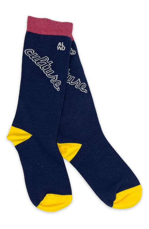 A Life Well Dressed Culture Statement Socks in Navy/Yellow/Rose
