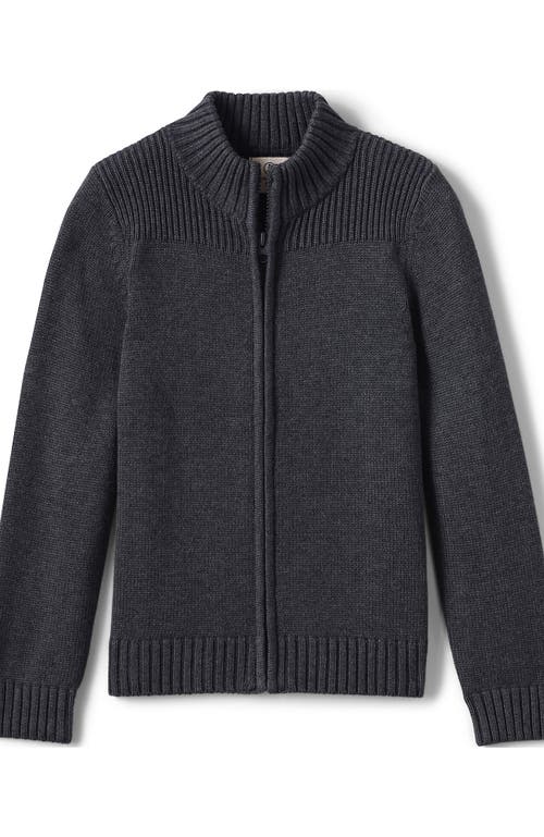 Lands' End School Uniform Boys Cotton Modal Zip Front Cardigan Sweater In Coal Heather