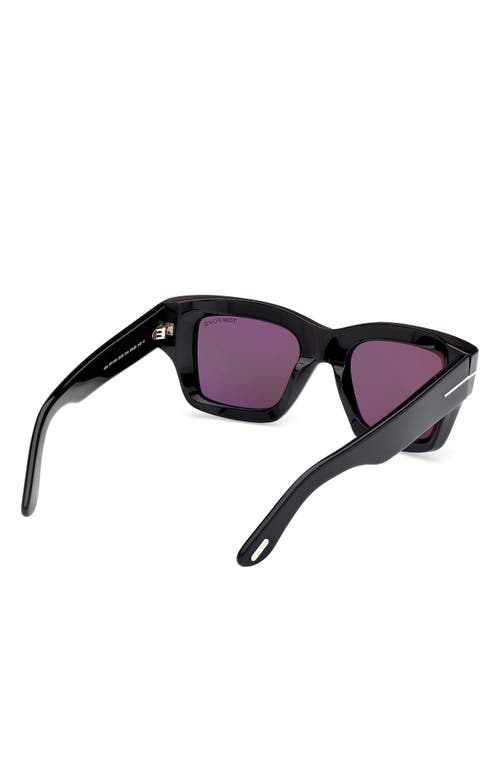 Shop Tom Ford Ilias 50mm Square Sunglasses In Shiny Black/smoke