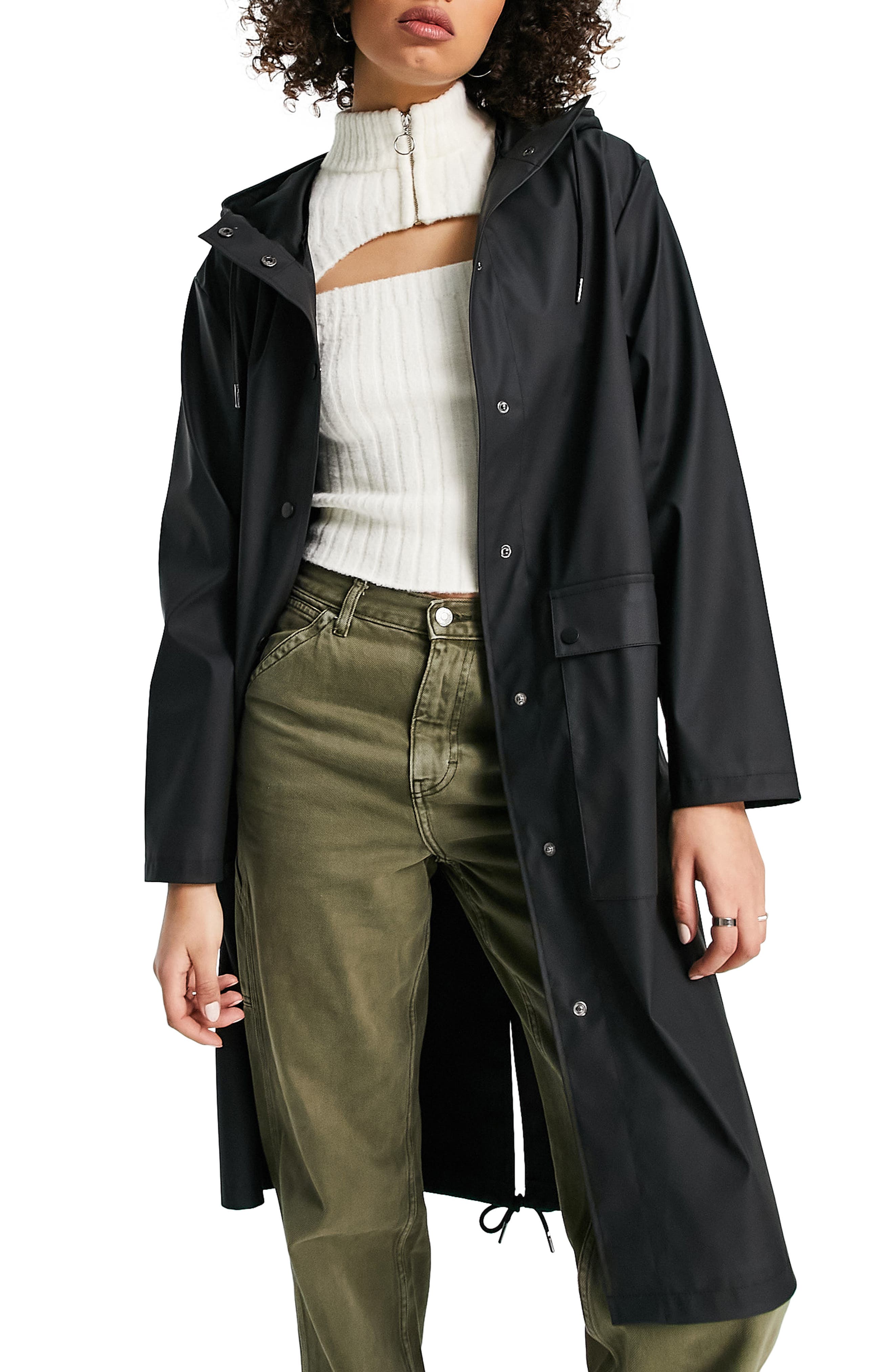 women's long rain coat with hood