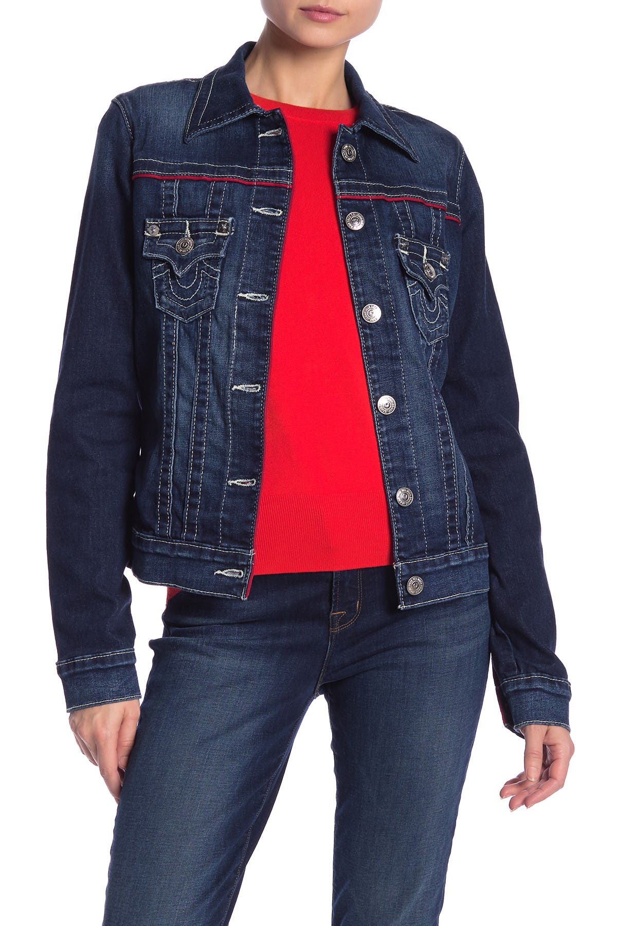 true religion red jean jacket