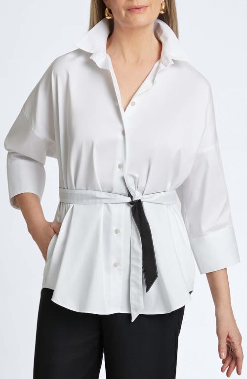 Shop Foxcroft Avery Stretch Button-up Shirt In White