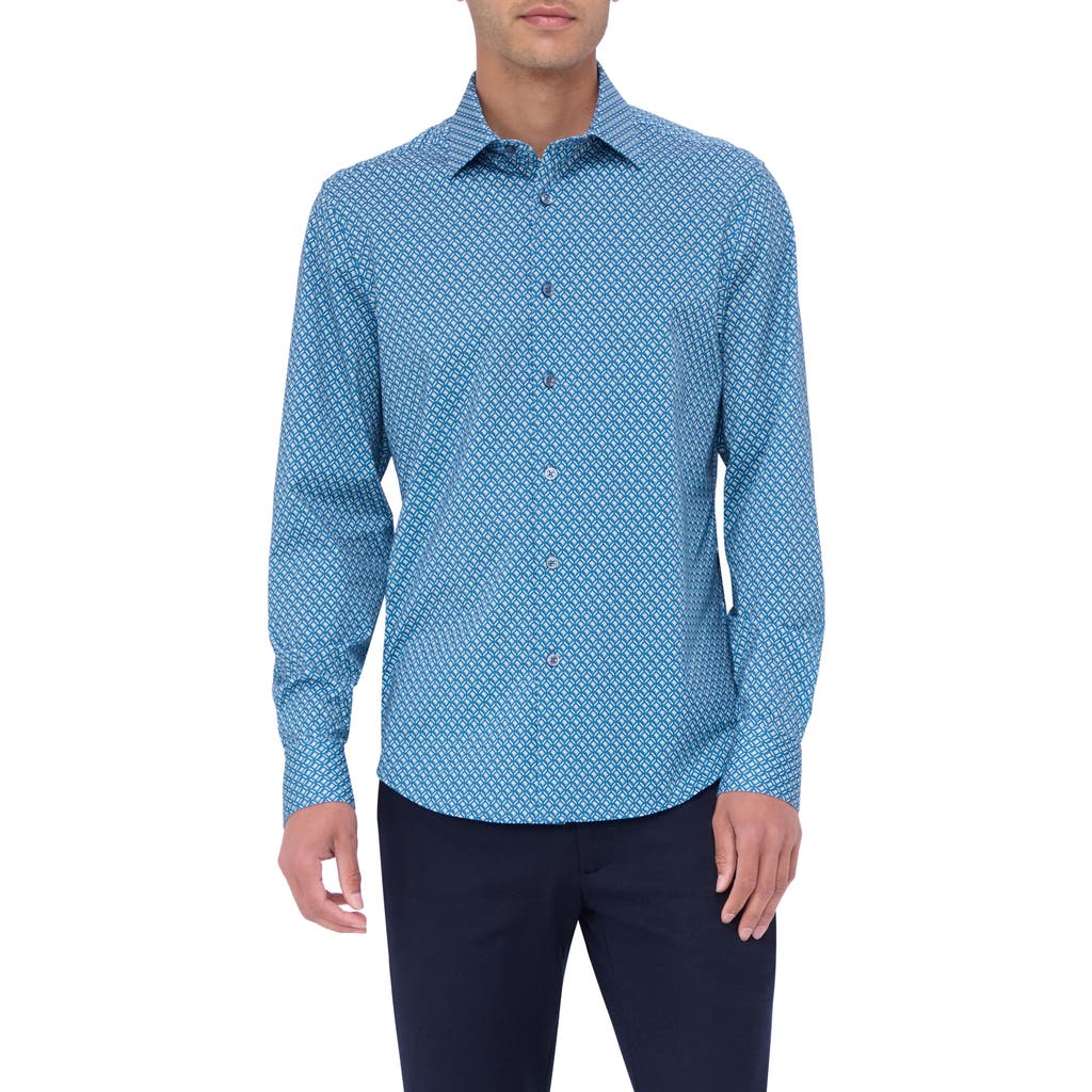 Bugatchi Men's Ooohcotton James Geometric Sport Shirt In Teal
