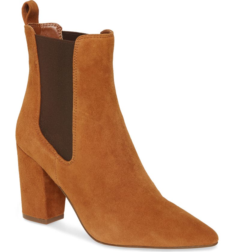 STEVE MADDEN Subtle Snake Embossed Chelsea Boot, Main, color, CHESTNUT SUEDE