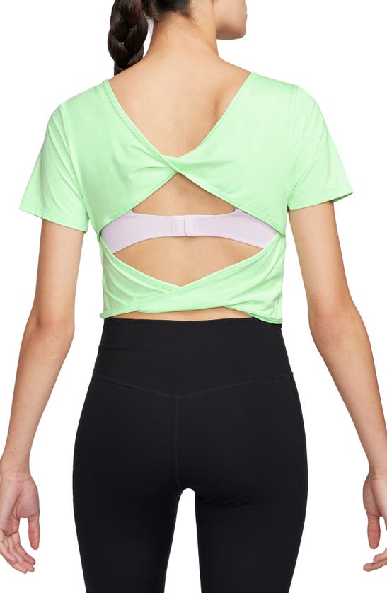 Shop Nike One Classic Dri-fit Twist Short Sleeve Top In Vapor Green/ Black