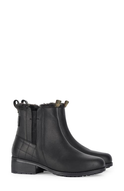 Barbour Meadow Faux Fur Lined Chelsea Boot in Black