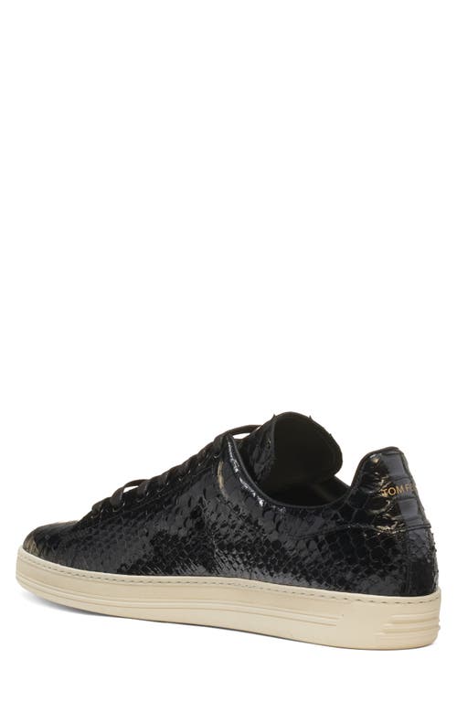 Shop Tom Ford Warwick Python Embossed Low Top Sneaker In Black/cream