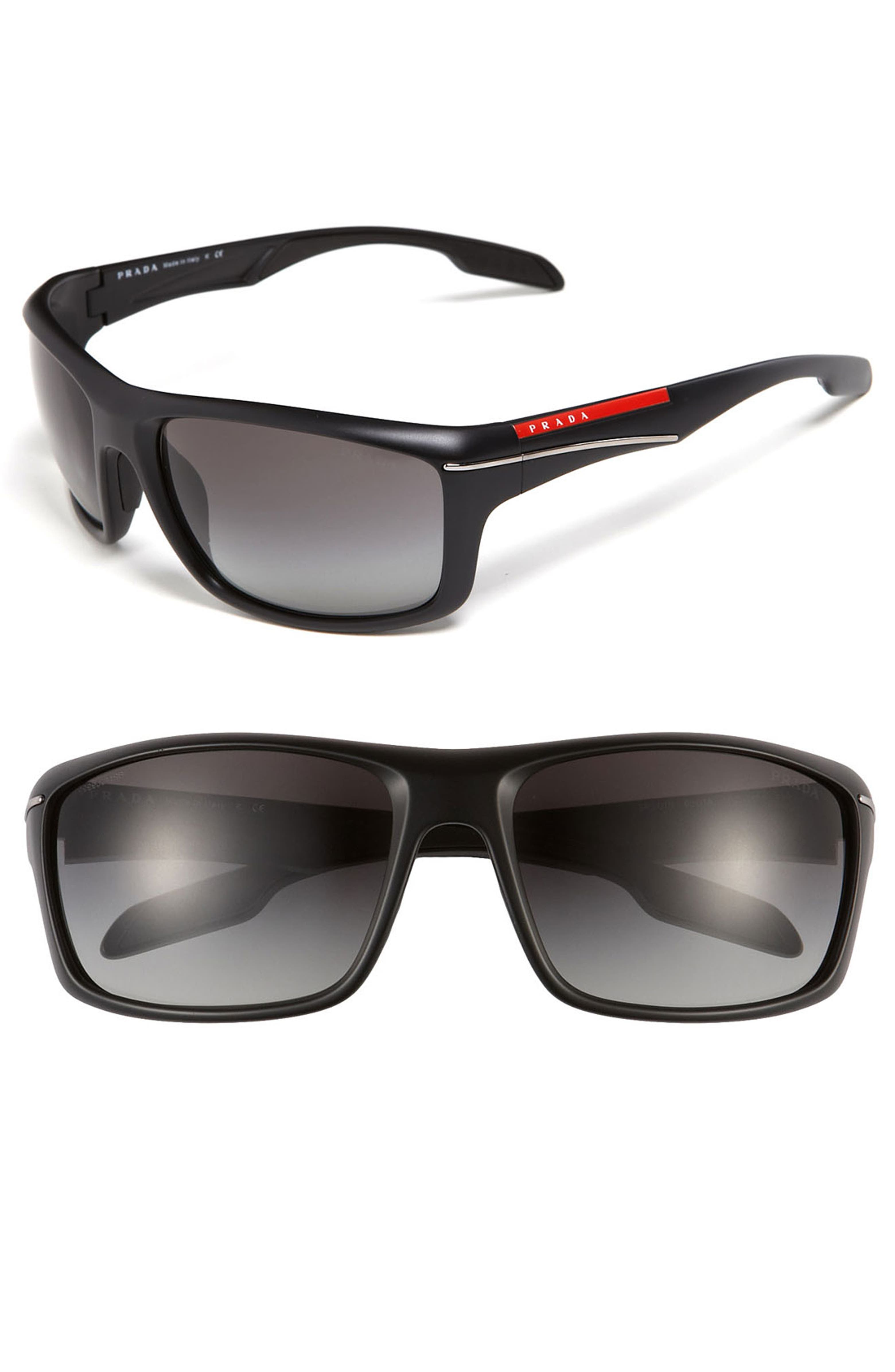 Prada 'Sport Wrap' 63mm Rectangular Sunglasses | Nordstrom