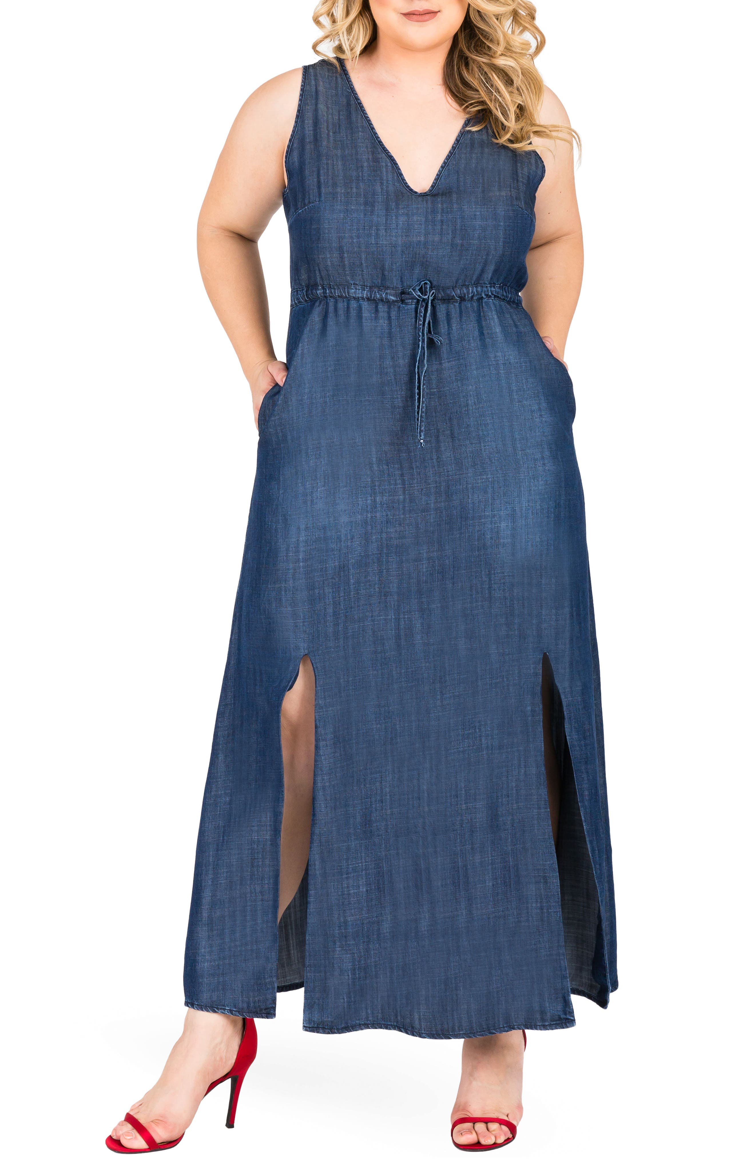 Standards & Practices Amber Maxi Chambray Dress (Plus Size) Nordstrom