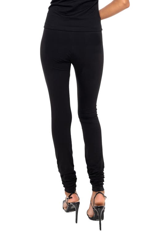 Dai Moda Legwarmer Stretch Cotton Leggings In Black