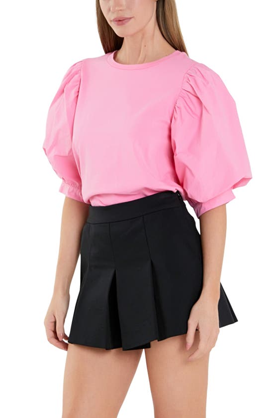 English Factory Mix Media Cotton Top In Pink