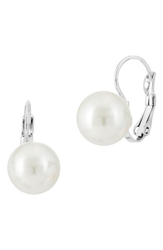 Savvy Cie Jewels Sterling Silver Plated Mother Of Pearl Leverback Earrings In White