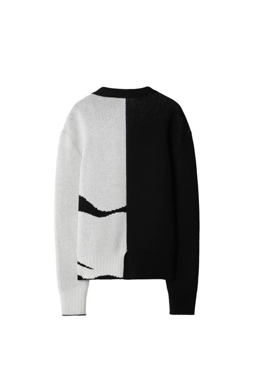 Shop Burberry Ekd Cashmere Cardigan In Black/chalk