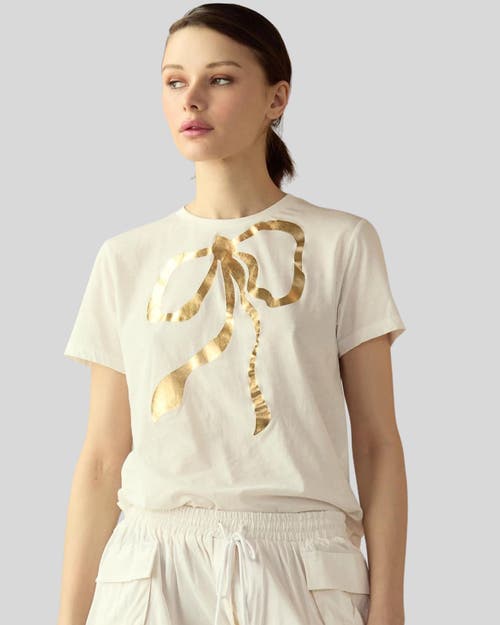 Cynthia Rowley Metallic Bow Tee In White