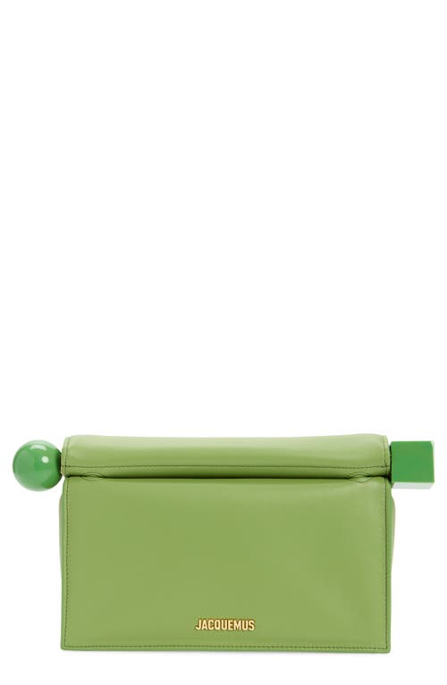 Jacquemus La Pochette Rond Carré Leather Clutch In Green 550