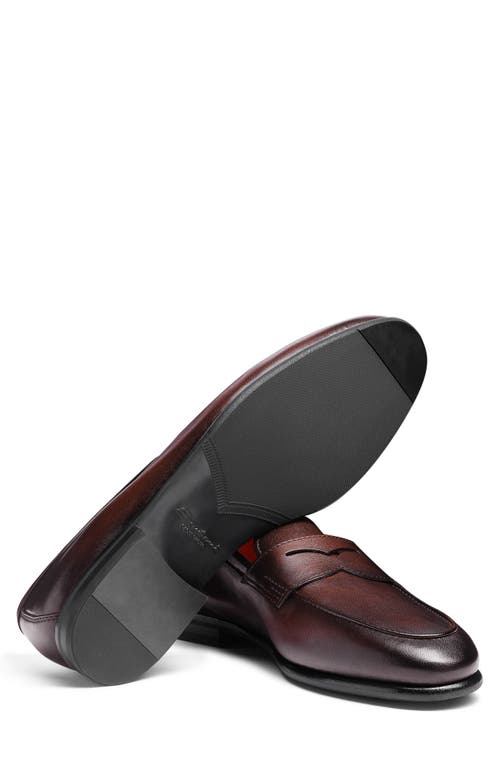 Shop Santoni Carlos Penny Loafer In Dark Brown