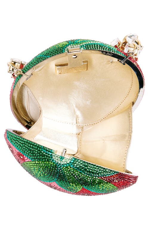 Judith Leiber Crystal Embellished Strawberry Clutch In Silver Light Siam Multi