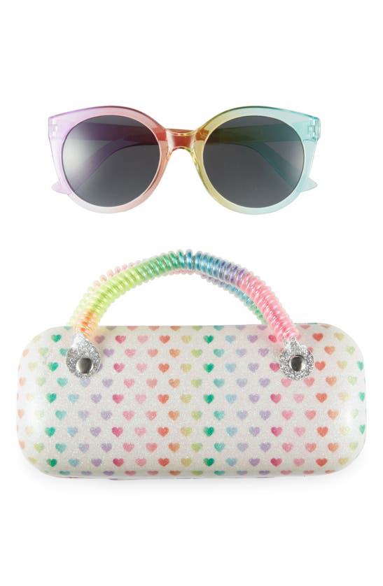 Shop Capelli New York Kids' Rainbow Sunglasses & Heart Case Set In Pink Multi