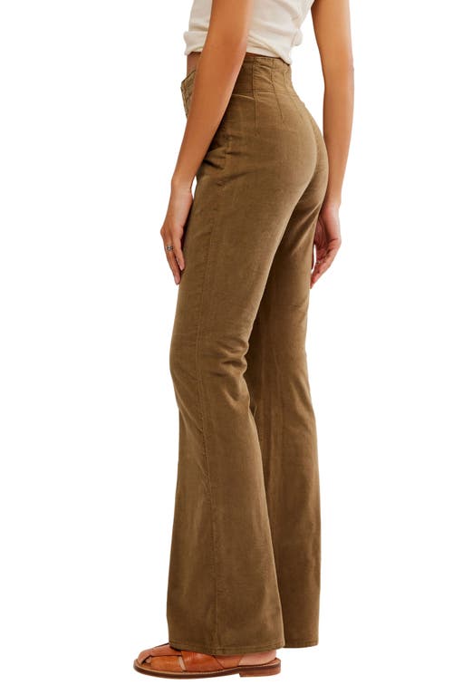 Shop Free People Jayde Seamed Corduroy Flare Pants In Fir Green